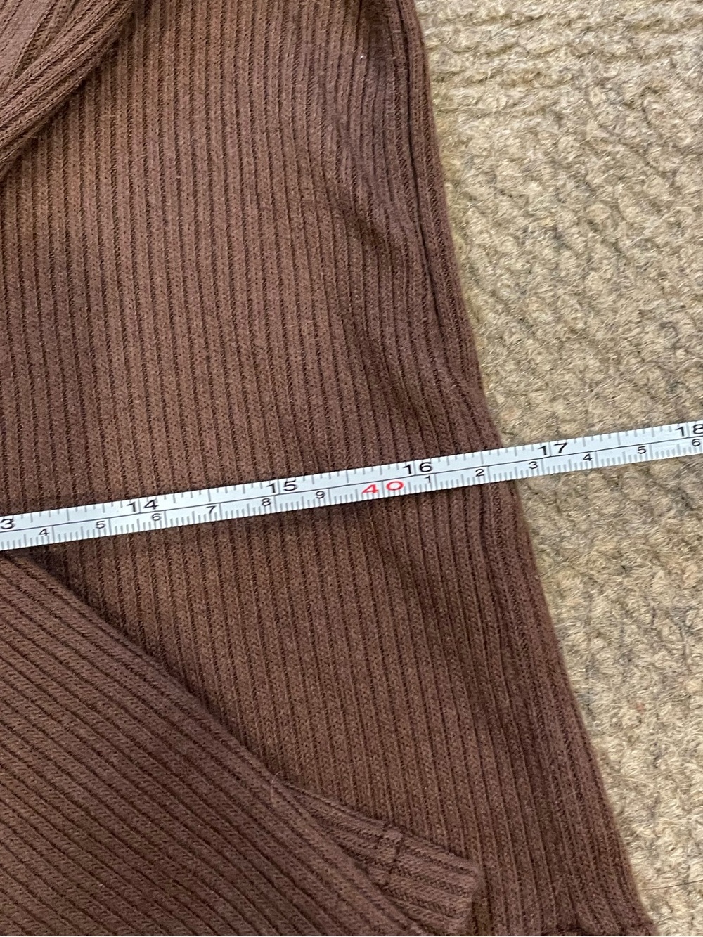 Minimalistic Brown Ribbed Button-Down Top - Picture 5 of 5